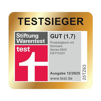 Philips Sonicare 5500 elektrische Zahnbürste, Schallzahnbürste mit 2 Putzmodi, Andruckkontrolle, EasyStart, SmarTimer und BrushPacer, Navy, Modell HX7113/01 [Neue Technologie]