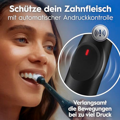 Oral-B iO Series 2 Elektrische Zahnbürste — Electric Toothbrush, Inkl. 1 Aufsteckbürste, Reise-Etui — 3 Putzmodi für Zahnpflege, GUT GETESTET (2,2) von STIFTUNG WARENTEST, Designed by Braun, Schwarz