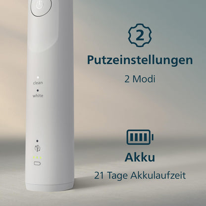 Philips Sonicare 5500 elektrische Zahnbürste, Schallzahnbürste mit 2 Putzmodi, Andruckkontrolle, EasyStart, SmarTimer und BrushPacer, Weiß, Modell HX7110/02 [Neue Technologie]