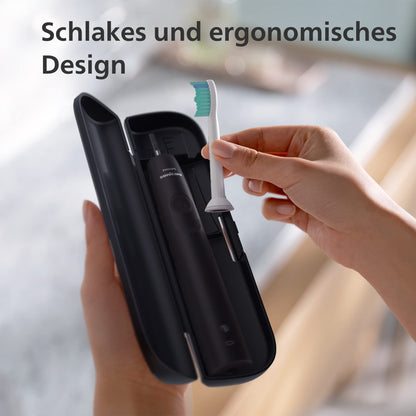 Philips Sonicare 3100 elektrische Zahnbürste, Schallzahnbürste, Andruckkontrolle und Timer, Sugar Rose und Schwarz, Zweierpack, Modell HX3675/15
