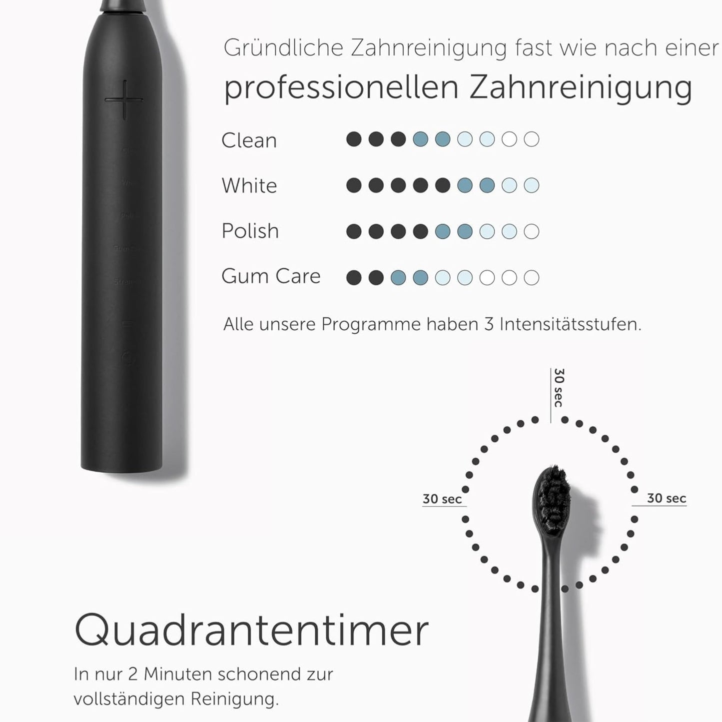 WonderSmile Schallzahnbürste Pro - Testsieger 2026* - Elektrische Zahnbürste IPX8, 4 Programme - TÜV SÜD-geprüft - mit Ladestation & 60 Tage Power Batterie mit Smart-Bürstenkopf (Ultimate Black)