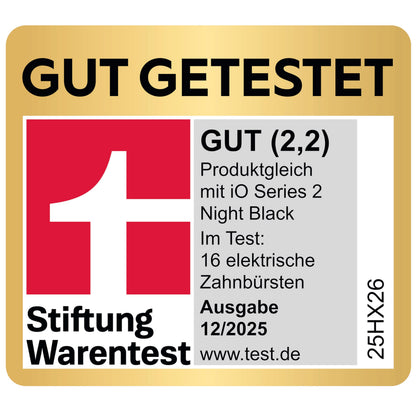 Oral-B iO Series 2 Elektrische Zahnbürste — Electric Toothbrush, Inkl. 1 Aufsteckbürste, Reise-Etui — 3 Putzmodi für Zahnpflege, GUT GETESTET (2,2) von STIFTUNG WARENTEST, Designed by Braun, Schwarz
