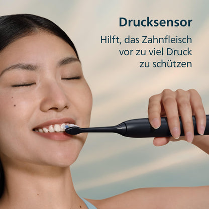 Philips Sonicare 5300 elektrische Zahnbürste, Schallzahnbürste mit 2 Intensitätsstufen, Andruckkontrolle, EasyStart, Smartimer und BrushPacer, Schwarz, Modell HX7101/01 [Neue Technologie]