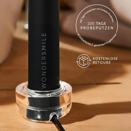 WonderSmile Schallzahnbürste Pro - Testsieger 2026* - Elektrische Zahnbürste IPX8, 4 Programme - TÜV SÜD-geprüft - mit Ladestation & 60 Tage Power Batterie mit Smart-Bürstenkopf (Ultimate Black)