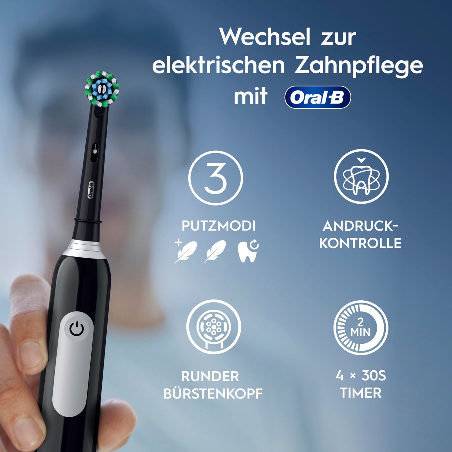 Oral-B Pro Series 1 Plus Edition Elektrische Zahnbürste — Electric Toothbrush, Inkl. 3 Aufsteckbürsten, 3 Putzmodi für Zahnpflege — Designed by Braun, Schwarz