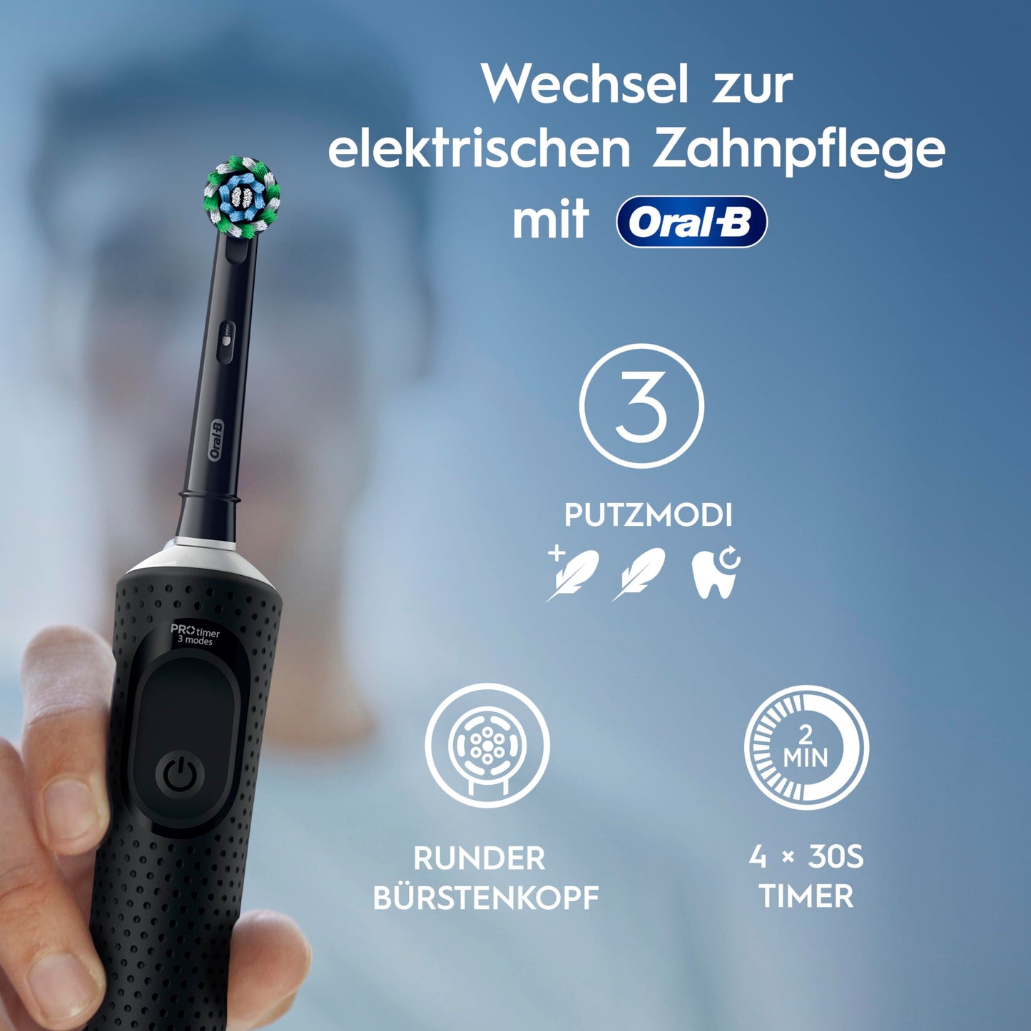 Oral-B Vitality Pro Elektrische Zahnbürste — Electric Toothbrush, Inkl. 1 Aufsteckbürste — 3 Putzmodi für Zahnpflege, Zahnbürste Elektrisch, Designed by Braun, Lila