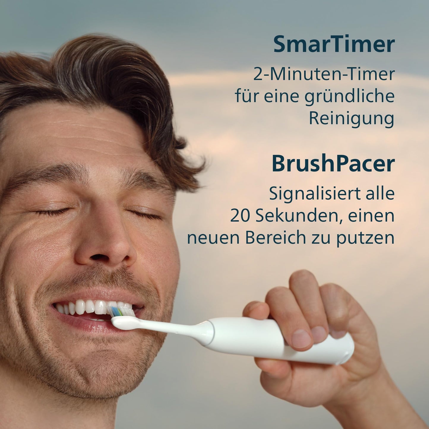Philips Sonicare 5500 elektrische Zahnbürste, Schallzahnbürste mit 2 Putzmodi, Andruckkontrolle, EasyStart, SmarTimer und BrushPacer, Weiß, Modell HX7110/02 [Neue Technologie]