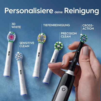 Oral-B Pro Series 1 Plus Edition Elektrische Zahnbürste — Electric Toothbrush, Inkl. 3 Aufsteckbürsten, 3 Putzmodi für Zahnpflege — Designed by Braun, Schwarz