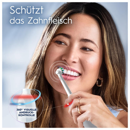 Oral-B Pro Series 3 Elektrische Zahnbürste Doppelpack — Electric Toothbrush, Inkl. 4 Aufsteckbürsten — 3 Putzmodi für Zahnpflege, Zahnbürste Elektrisch, Designed by Braun, Schwarz und Weiß