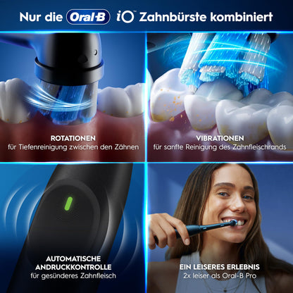 Oral-B iO Series 2 Elektrische Zahnbürste — Electric Toothbrush, Inkl. 1 Aufsteckbürste, Reise-Etui — 3 Putzmodi für Zahnpflege, GUT GETESTET (2,2) von STIFTUNG WARENTEST, Designed by Braun, Schwarz