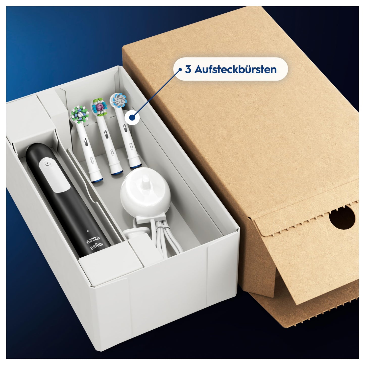 Oral-B Pro Series 1 Plus Edition Elektrische Zahnbürste — Electric Toothbrush, Inkl. 3 Aufsteckbürsten, 3 Putzmodi für Zahnpflege — Designed by Braun, Schwarz
