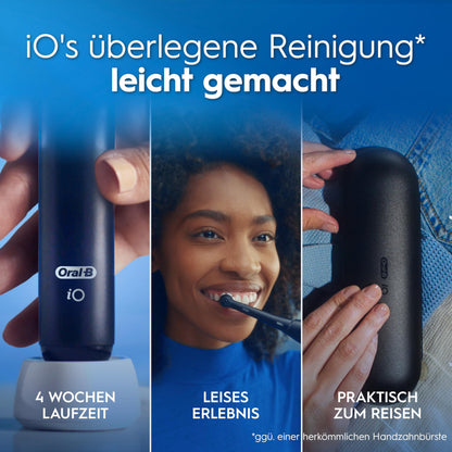 Oral-B iO Series 2 Elektrische Zahnbürste — Electric Toothbrush, Inkl. 1 Aufsteckbürste, Reise-Etui — 3 Putzmodi für Zahnpflege, GUT GETESTET (2,2) von STIFTUNG WARENTEST, Designed by Braun, Schwarz
